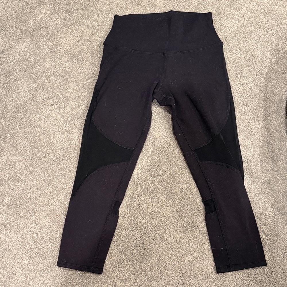 ALO Yoga Black Mesh Panel Leggings